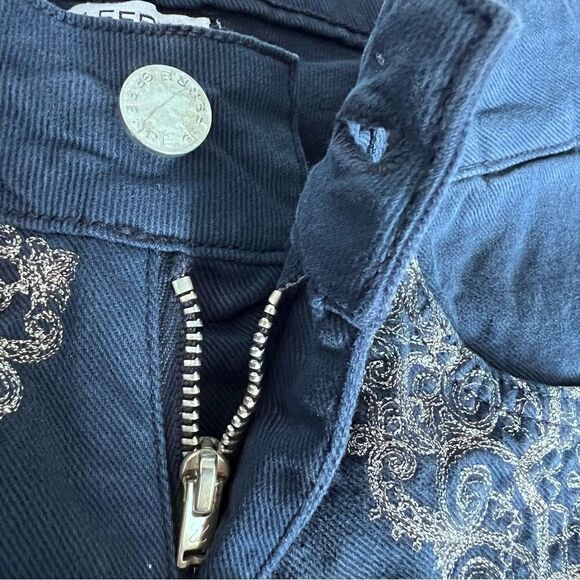 GF Ferré Blue jeans Low Waist Skinny Leg Embroidery Silver Metallic Decor Sz25. - Picture 5 of 10
